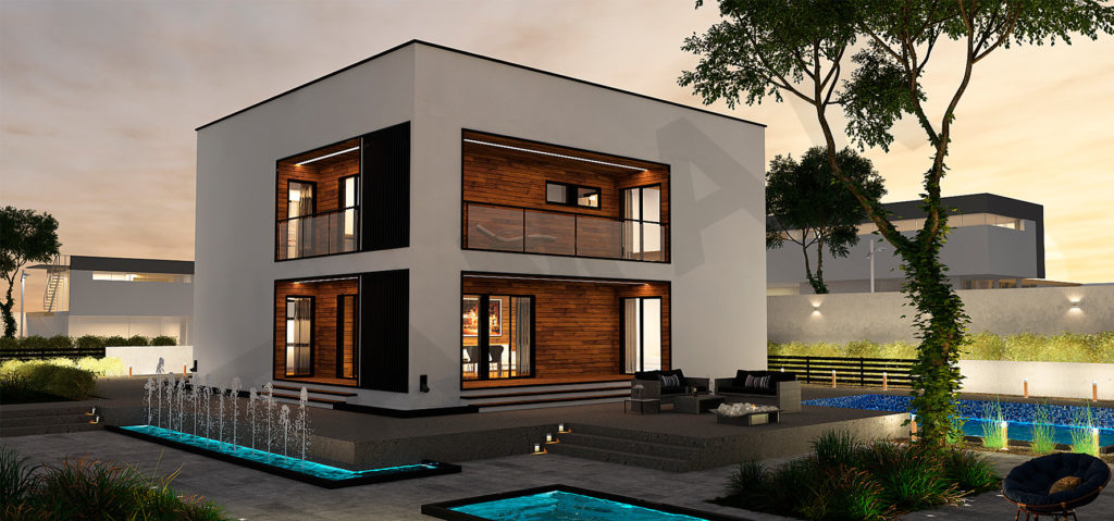 【Casa Prefabricada de Dos Plantas y Techo Plano】| Rubik Home